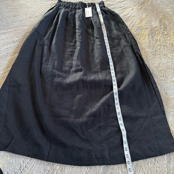 Mikoh black linen maxi skirt pull on elastic waist side slits 2 medium new - Picture 7 of 15
